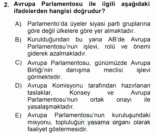 Uluslararası Ekonomik Kuruluşlar 2016 - 2017 Dönem Sonu Sınavı 2.Soru
