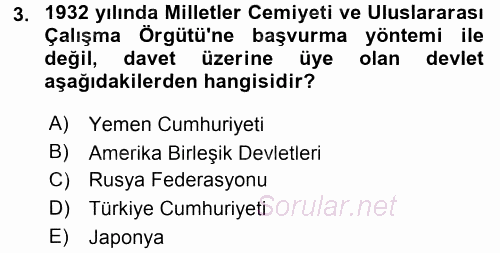 Uluslararası Ekonomik Kuruluşlar 2016 - 2017 Dönem Sonu Sınavı 3.Soru