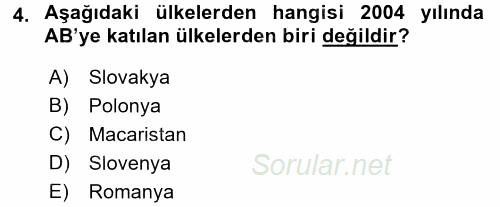 Uluslararası Ekonomik Kuruluşlar 2016 - 2017 Dönem Sonu Sınavı 4.Soru