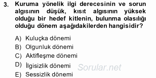 Halkla İlişkiler Yönetimi 2014 - 2015 Tek Ders Sınavı 3.Soru