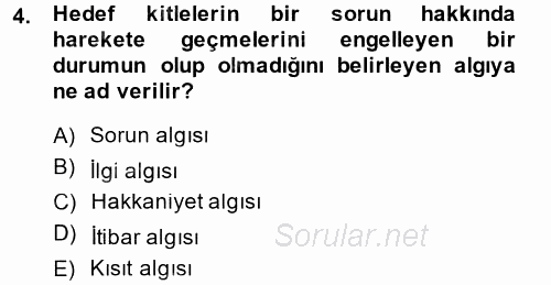 Halkla İlişkiler Yönetimi 2014 - 2015 Tek Ders Sınavı 4.Soru