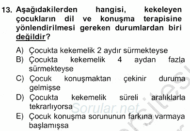 Erken Çocukluk Döneminde Gelişim 2 2012 - 2013 Ara Sınavı 13.Soru