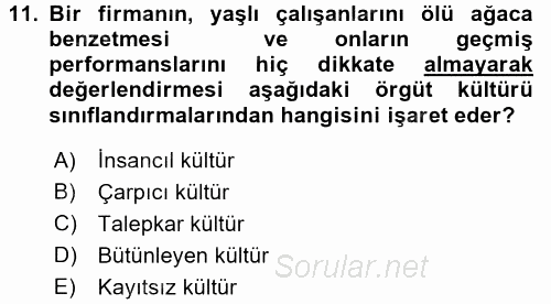 İş Etiği 2015 - 2016 Dönem Sonu Sınavı 11.Soru