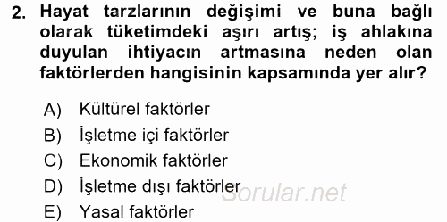 İş Etiği 2015 - 2016 Dönem Sonu Sınavı 2.Soru