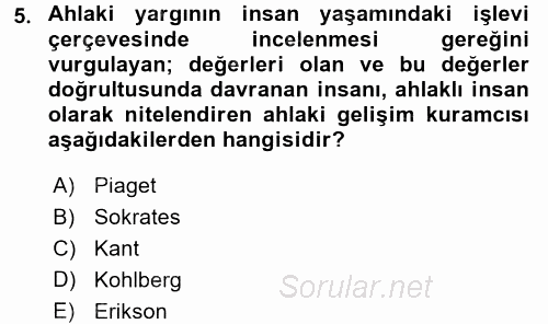 İş Etiği 2015 - 2016 Dönem Sonu Sınavı 5.Soru
