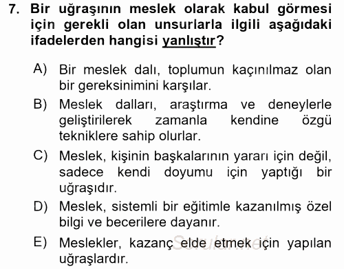 İş Etiği 2015 - 2016 Dönem Sonu Sınavı 7.Soru