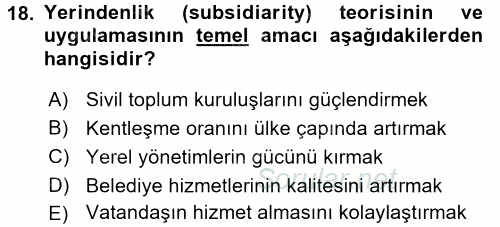 Uluslararası Politika 2 2016 - 2017 Dönem Sonu Sınavı 18.Soru