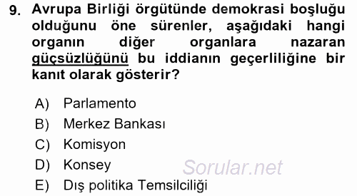 Uluslararası Politika 2 2016 - 2017 Dönem Sonu Sınavı 9.Soru