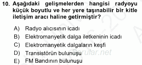 Radyo ve Televizyon Stüdyoları 2016 - 2017 Ara Sınavı 10.Soru