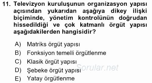 Radyo ve Televizyon Stüdyoları 2016 - 2017 Ara Sınavı 11.Soru