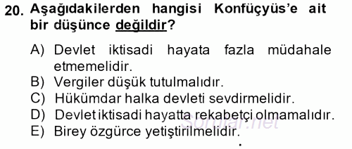 İktisadi Düşünceler Tarihi 2014 - 2015 Ara Sınavı 20.Soru