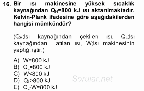 Enerji Analizi 2014 - 2015 Ara Sınavı 16.Soru