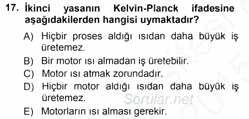 Enerji Analizi 2014 - 2015 Ara Sınavı 17.Soru