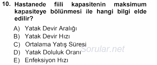 Sağlık Kurumları Yönetimi 1 2012 - 2013 Ara Sınavı 10.Soru