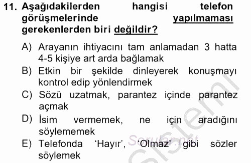 Müşteri İlişkileri Yönetimi 2012 - 2013 Ara Sınavı 11.Soru