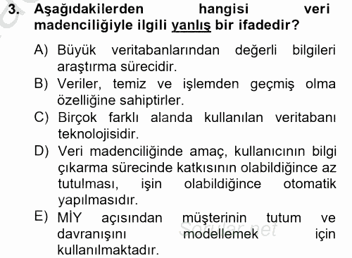 Müşteri İlişkileri Yönetimi 2012 - 2013 Ara Sınavı 3.Soru