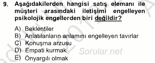 Müşteri İlişkileri Yönetimi 2012 - 2013 Ara Sınavı 9.Soru