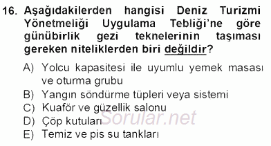 Turizm Ulaştırması 2012 - 2013 Ara Sınavı 16.Soru