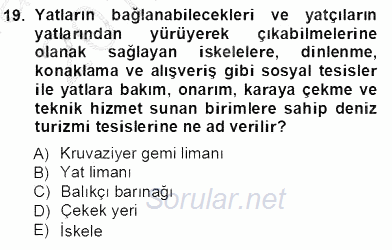 Turizm Ulaştırması 2012 - 2013 Ara Sınavı 19.Soru