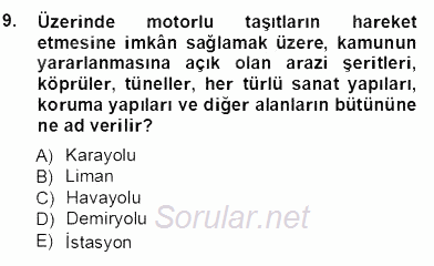 Turizm Ulaştırması 2012 - 2013 Ara Sınavı 9.Soru