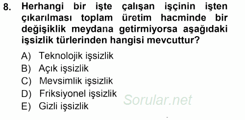 Tarım Ekonomisi ve Tarımsal Politikalar 2013 - 2014 Ara Sınavı 8.Soru