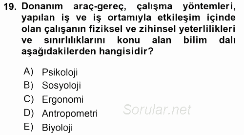 Büro Teknolojileri 2015 - 2016 Tek Ders Sınavı 19.Soru