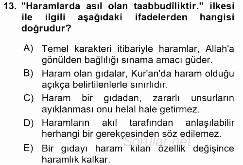 Günümüz Fıkıh Problemleri 2016 - 2017 Ara Sınavı 13.Soru