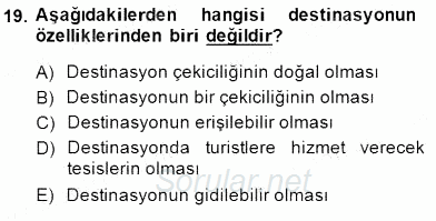 Turistik Alanlarda Mekan Tasarımı 2014 - 2015 Ara Sınavı 19.Soru