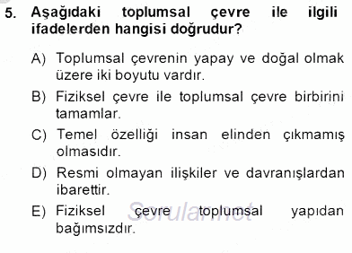 Turistik Alanlarda Mekan Tasarımı 2014 - 2015 Ara Sınavı 5.Soru