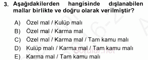 Uluslararası Kamu Maliyesi 2016 - 2017 Ara Sınavı 3.Soru