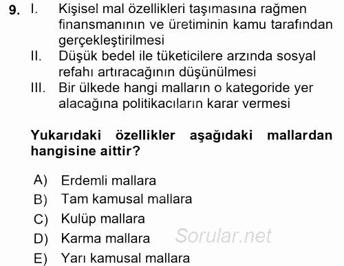 Uluslararası Kamu Maliyesi 2016 - 2017 Ara Sınavı 9.Soru