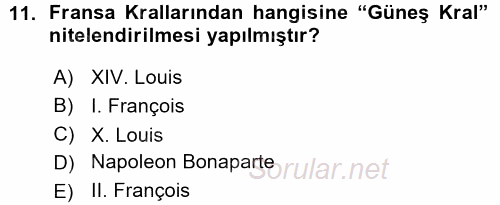 Siyasi Tarih 1 2015 - 2016 Ara Sınavı 11.Soru