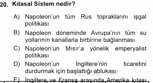 Siyasi Tarih 1 2015 - 2016 Ara Sınavı 20.Soru