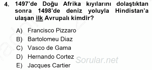 Siyasi Tarih 1 2015 - 2016 Ara Sınavı 4.Soru