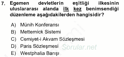 Siyasi Tarih 1 2015 - 2016 Ara Sınavı 7.Soru