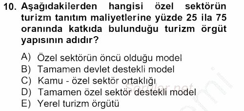 Kongre ve Etkinlik Yönetimi 2012 - 2013 Ara Sınavı 10.Soru
