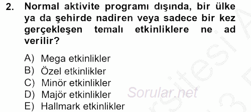 Kongre ve Etkinlik Yönetimi 2012 - 2013 Ara Sınavı 2.Soru