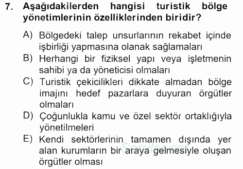Kongre ve Etkinlik Yönetimi 2012 - 2013 Ara Sınavı 7.Soru