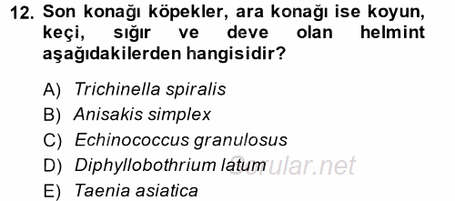 Gıda Güvenliğinin Temel Prensipleri 2014 - 2015 Dönem Sonu Sınavı 12.Soru