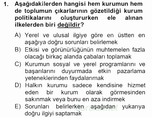 Kurumsal Sosyal Sorumluluk 2012 - 2013 Dönem Sonu Sınavı 1.Soru