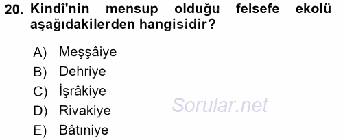 İslam Tarihi ve Medeniyeti 2 2015 - 2016 Ara Sınavı 20.Soru