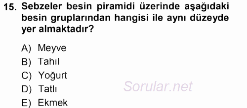 Okulöncesinde Fen Eğitimi 2012 - 2013 Dönem Sonu Sınavı 15.Soru