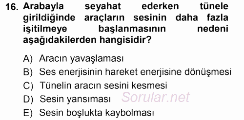 Okulöncesinde Fen Eğitimi 2012 - 2013 Dönem Sonu Sınavı 16.Soru