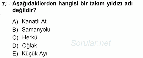 Okulöncesinde Fen Eğitimi 2012 - 2013 Dönem Sonu Sınavı 7.Soru
