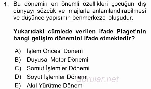 Çocuk, Bilim Ve Teknoloji 2017 - 2018 Dönem Sonu Sınavı 1.Soru
