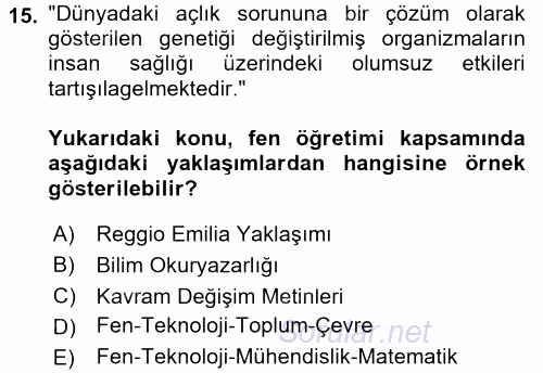 Çocuk, Bilim Ve Teknoloji 2017 - 2018 Dönem Sonu Sınavı 15.Soru