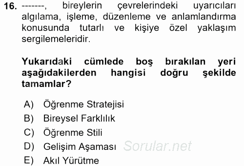 Çocuk, Bilim Ve Teknoloji 2017 - 2018 Dönem Sonu Sınavı 16.Soru