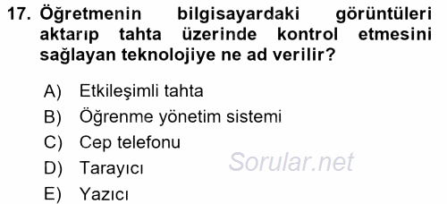 Çocuk, Bilim Ve Teknoloji 2017 - 2018 Dönem Sonu Sınavı 17.Soru