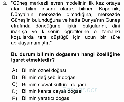 Çocuk, Bilim Ve Teknoloji 2017 - 2018 Dönem Sonu Sınavı 3.Soru