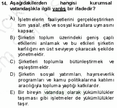 Kurumsal İletişim 2013 - 2014 Dönem Sonu Sınavı 14.Soru